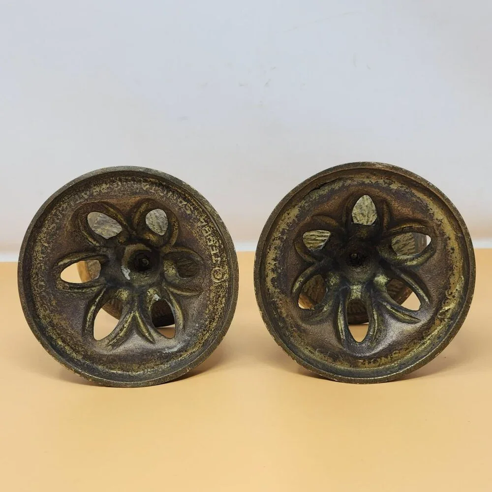 Pair Of Vintage Mid-Century Modern Brass Candle Holders‎